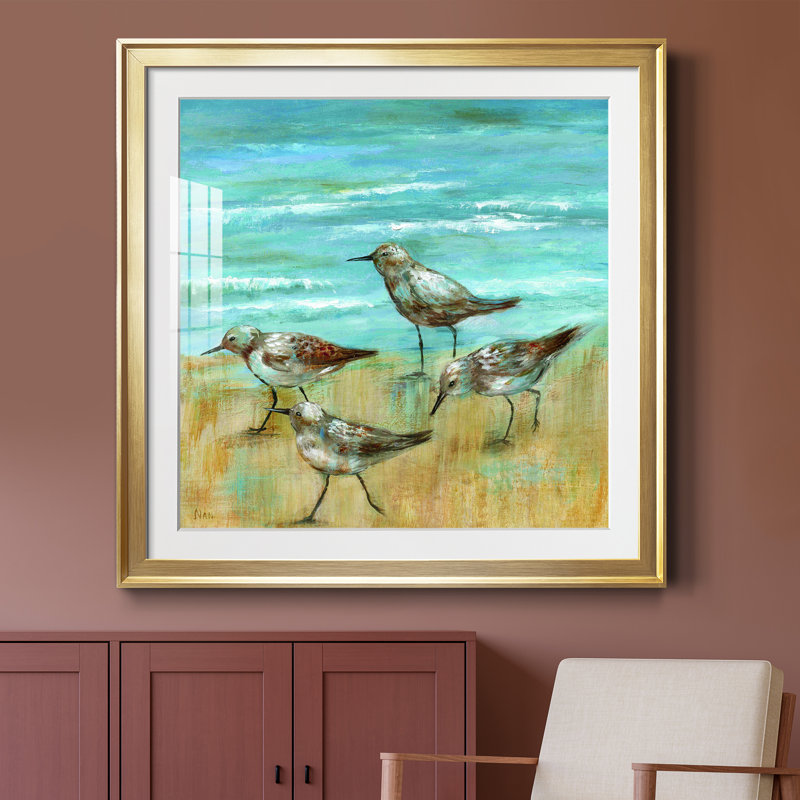 Sandpipers III - Peinture encadrée, Papier encadré doré, H 30,5 po x l 30,5 po x P 1,5 po