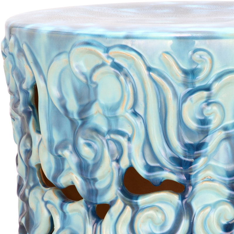 Tabouret de jardin en céramique Beckham, bleu