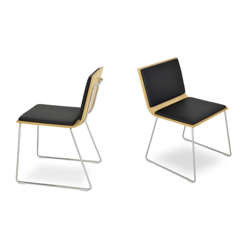 Chaise de salle d'attente avec structure en métal Sawyer, Similicuir noir