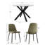 Ensemble de table de salle à manger pour 4 personnes avec table ronde en verre et 4 chaises rembourrées en chenille-499757347