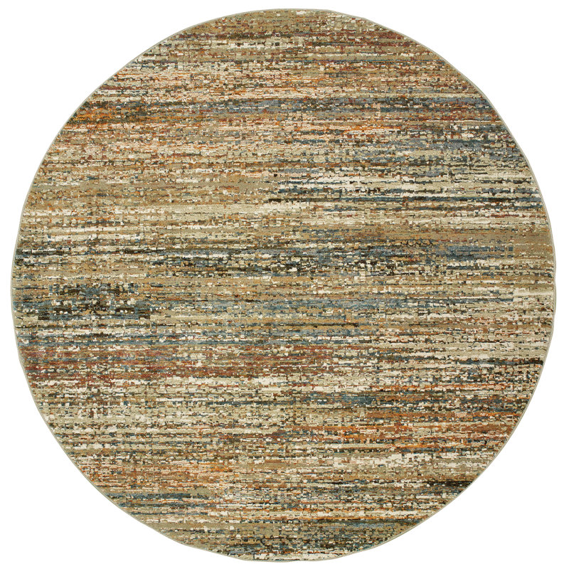Tapis doré / vert Bobby, Rond 7 pi 10 po