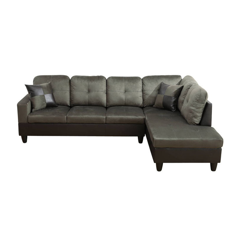 Canapé et méridienne de 103,5 po de largeur, Microfibre taupe, Orienté à droite