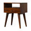 Table de chevet moderne en bois de châtaignier, 1 tiroir, 1 fente ouverte, pieds nordiques