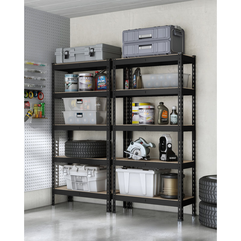Étagères de rangement à 5 niveaux, ensemble de 2, étagères de rangement de garage réglables, assemblage sans boulon, pour sous-sol