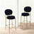 Velvet Upholstered Bar Stools Round  Set of 2 -1661711603