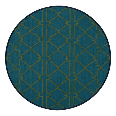 Machine Washable Trellis Blue Area Rug