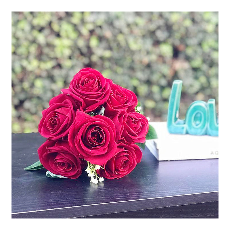 Silk Roses Arrangement, No, Red
