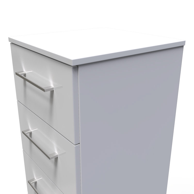 Fully Assembled Oteri 5 - Drawer Chest of Drawers, White Gloss