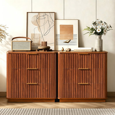 23.6"W Fluted 3 Drawers Dresser Nightstand