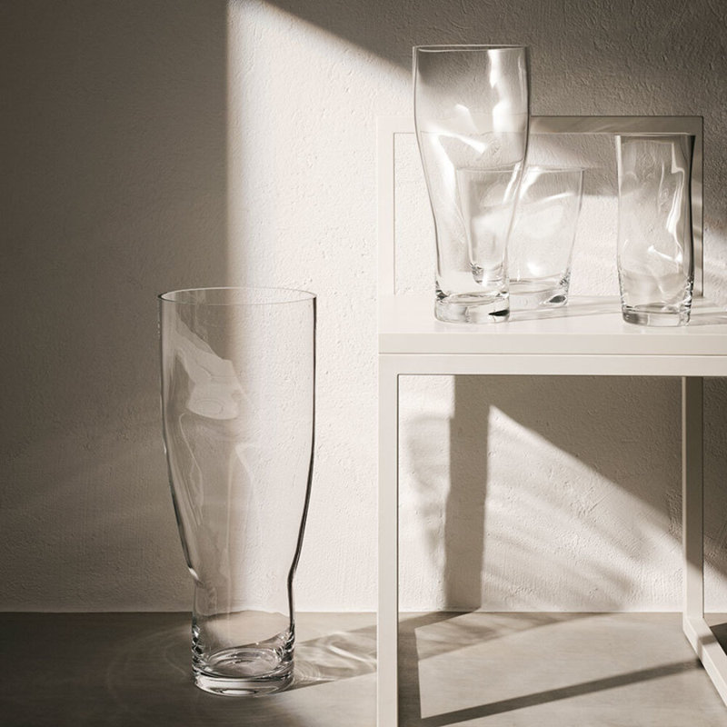 Squeeze Handmade Crystal Glass Table Vase, Clear