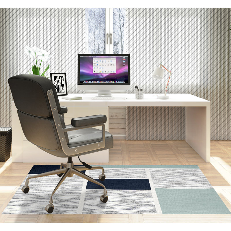 Tapis de chaise rectangulaire Rapu, L 36 po x L 60 po, gris