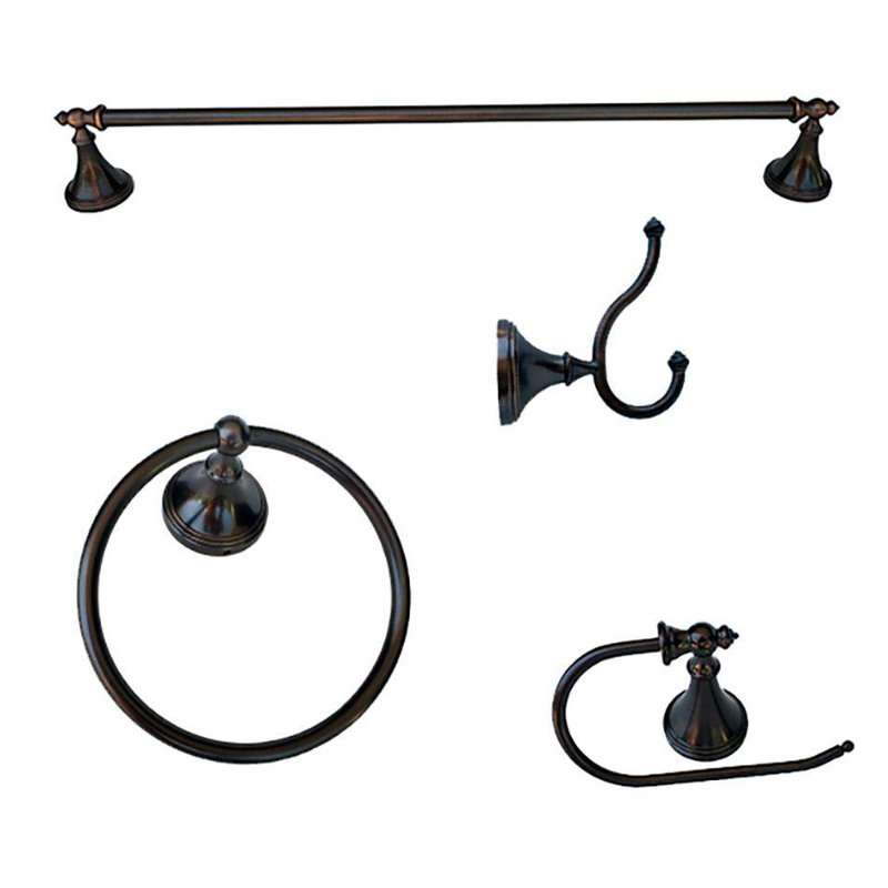 Ensemble de quincaillerie de salle de bain 4 pièces Annchester, Bronze frotté à l'huile