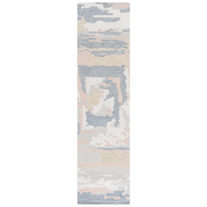 Ebony 924 Hand Tufted Wool/Cotton Abstract Rug in Gray/Ivory, Runner 2'3" x 9'