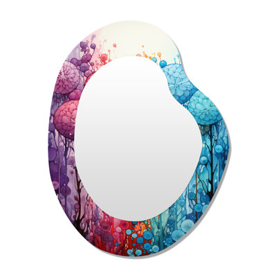 Colorful botanicals firework 1 - Botanicals Unique Shape Unique Mirror, Modern Freeform Large Wall Mirror, Printed Metal Art
