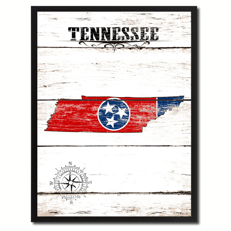 Drapeau rétro tennessee state-impression d’art graphique encadrée, H 9 po x l 7 po x P 1,2 po