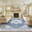 Machine Washable Non-Slip Blue Oriental Area Rug-1222581426