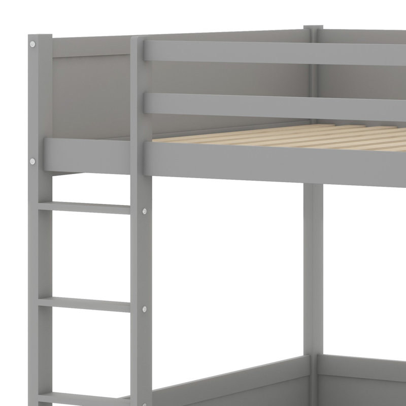 Lit superposé en bois avec tablettes intégrées, Gris