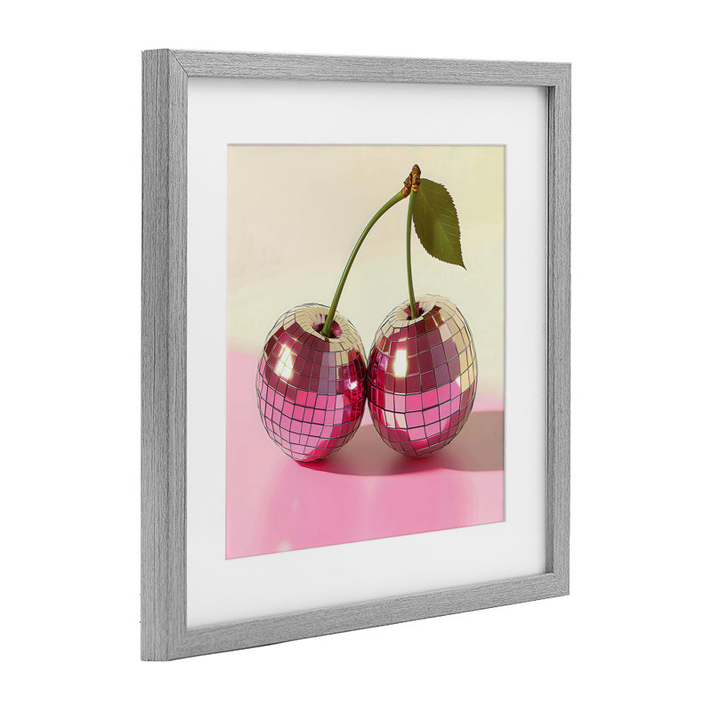 «Retro Disco Cherries Gleam», reproduction encadrée sous verre, design by Creative Studio, H 13 po x l 13 po