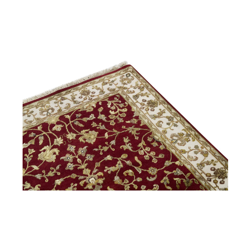Hand-Knotted High-Quality Red and Ivory Area Rug