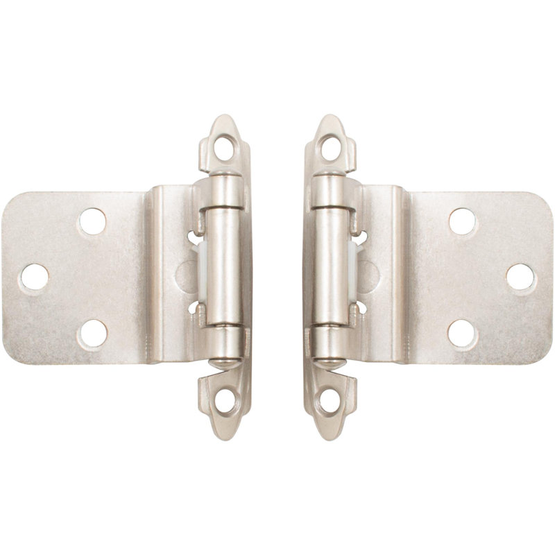 Charnière encastrée à fermeture automatique, Nickel satiné, H 0,69 po x l 3,05 po x P 1 po