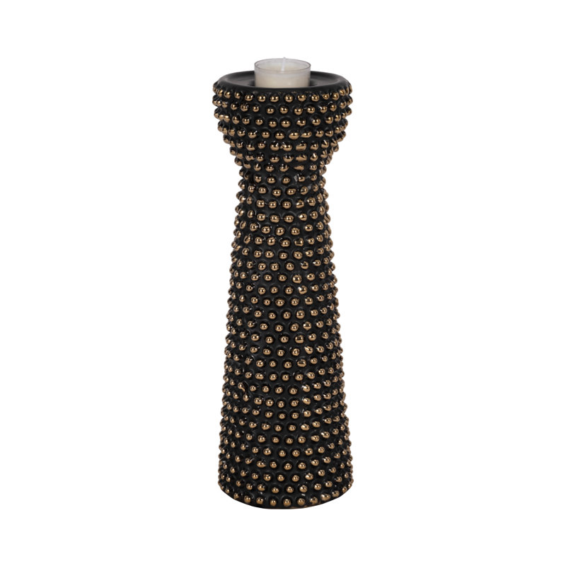 Porte-bougie en céramique moderne, H 12 po x l 5 po x P 5 po, Noir