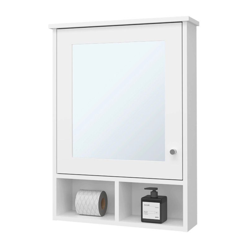 Armoire de salle de bain blanche avec miroir - offre un rangement pratique pour les médicaments et les produits d'hygiène La porte murale ajoute un style pratique à