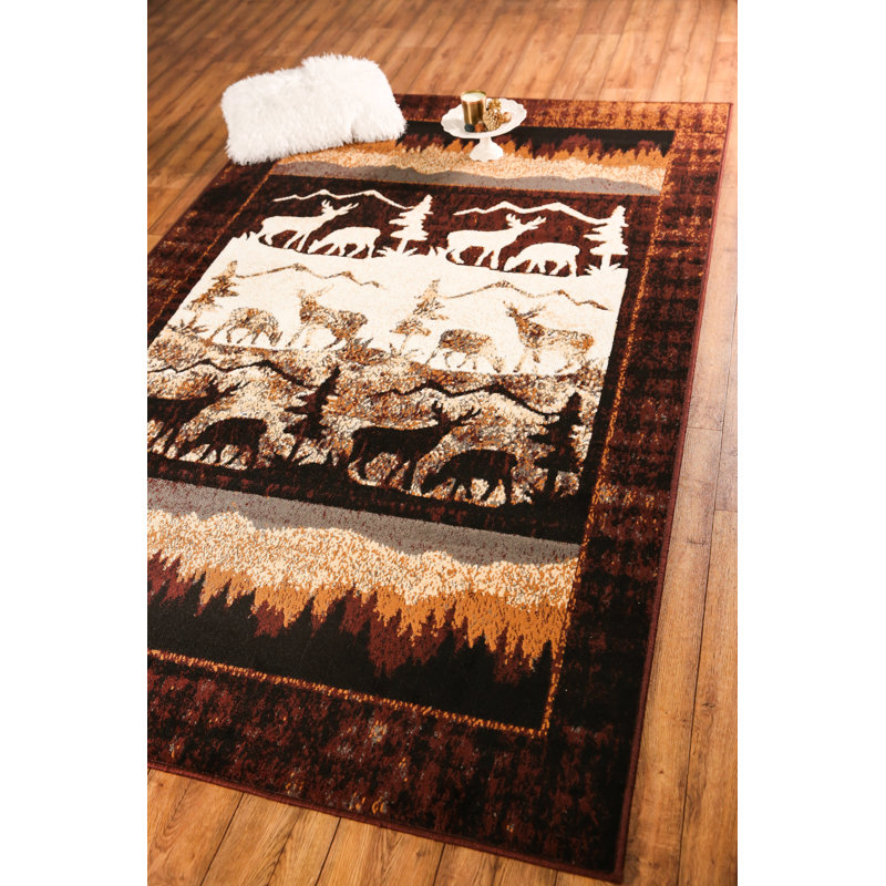 Tapis brun / noir Humbert, Rectangle 7 pi 8 po x 11 pi