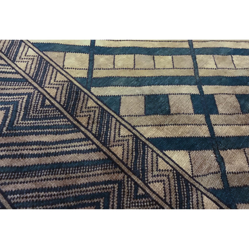 Wool Geometric Area Rug in Brown/Blue/Beige