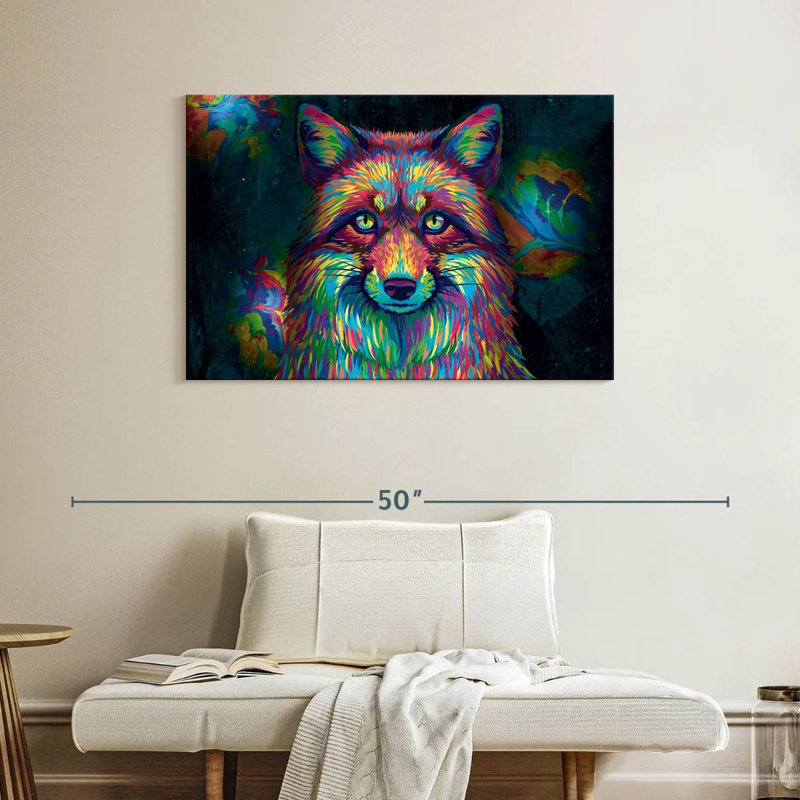Brampt Rainbow Colored Fox, 26" H x 39" W