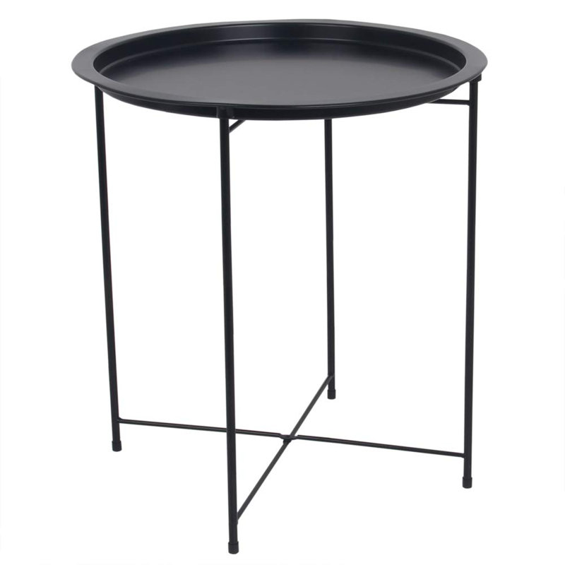 Iron Tray Top End Table, Black