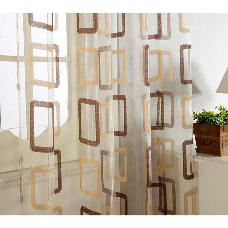 Sheer Curtain Single Panel, Beige/Brown