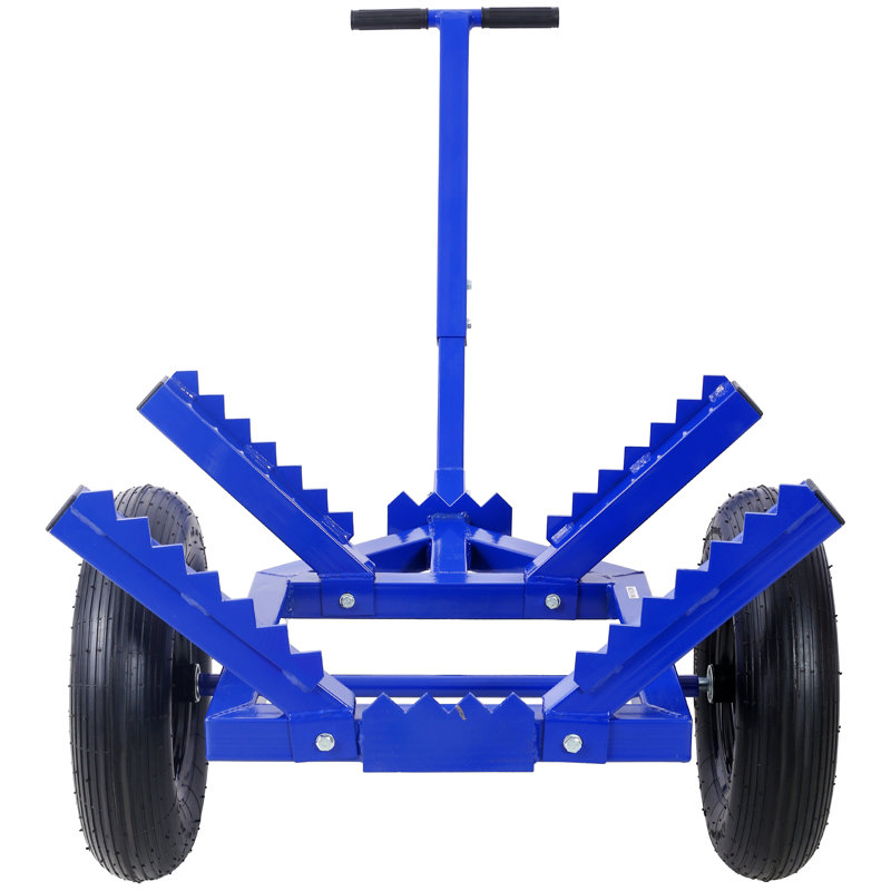 Chariot à bûches avec liant de charge et chaîne de tour de cou de 440 lb, avec 2 pneus pneumatiques de 16 po, cadre de couleur bleue