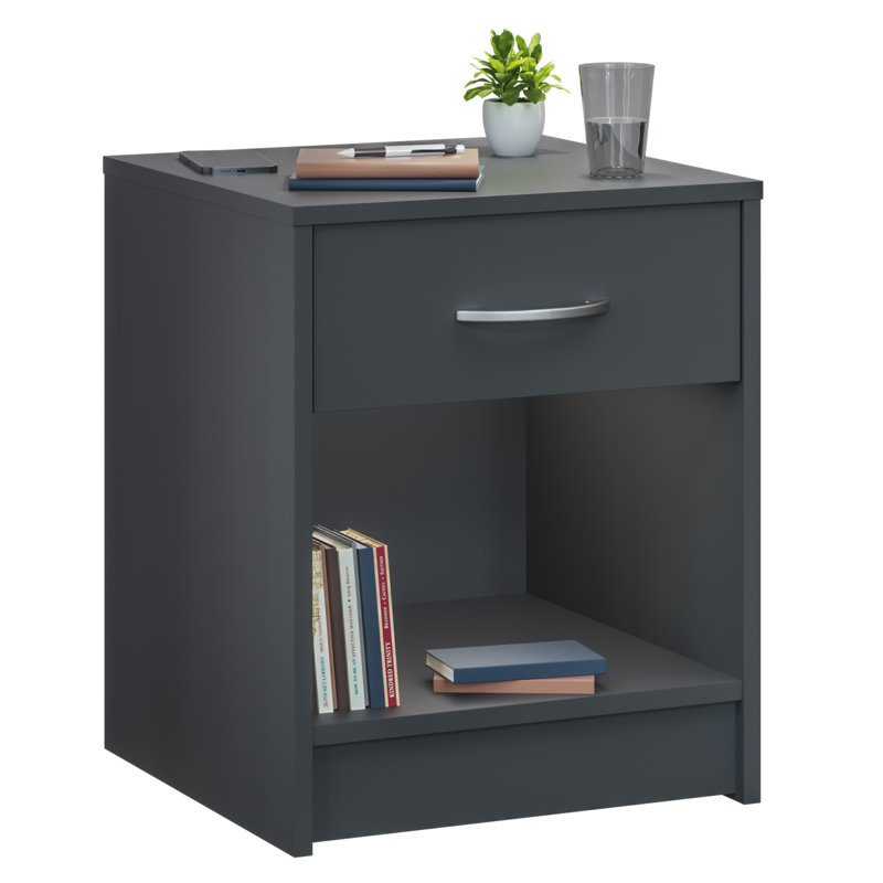 Rodaina 40cm W MDF/particle Board Bedside Table, Anthracite