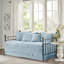 Housse de lit de jour 6 pièces bleu - bord festonné, 100% microfibre de coton, housse de protection de 17 pouces, 15 pouces, 3 taies décoratives, 1 coussin décoratif, taille simple, style rustique, pièces réversibles lavables à la machine,