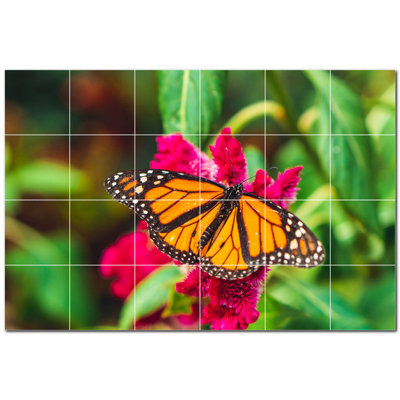 Butterfly Photo 4.25'' x 4.25'' Satin Ceramic Decorative Mural