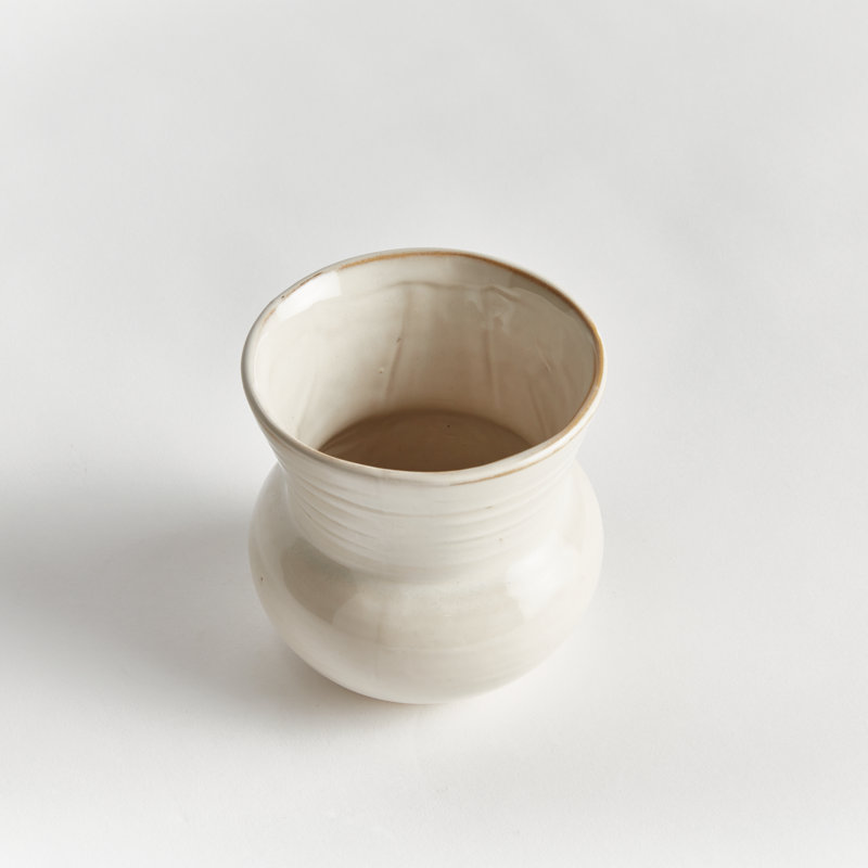 Delaney Stoneware Planter, Cream, 5.5" H x 5.5" W x 5.5" D