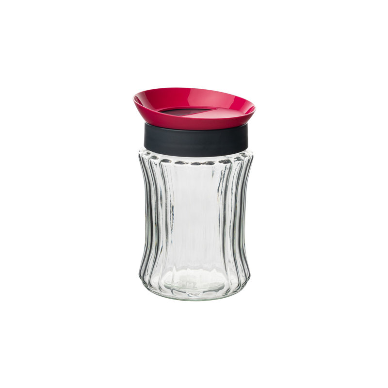 Pot de rangement 100% verre de qualité supérieure avec couvercle en plastique, 5,1 x 5,1 x 7,9 pouces | Capacité de 45,6 oz liq. Va au lave-vaisselle | Idéal pour l'organisation de la cuisine et la conservation des aliments | Conception élégante et durable