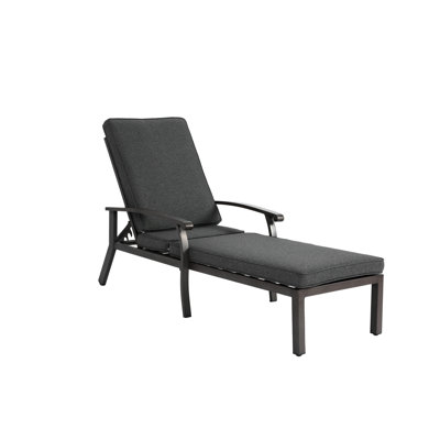 Chaise longue en fonte grise en aluminium avec roulettes, roues réglables et rembourrées