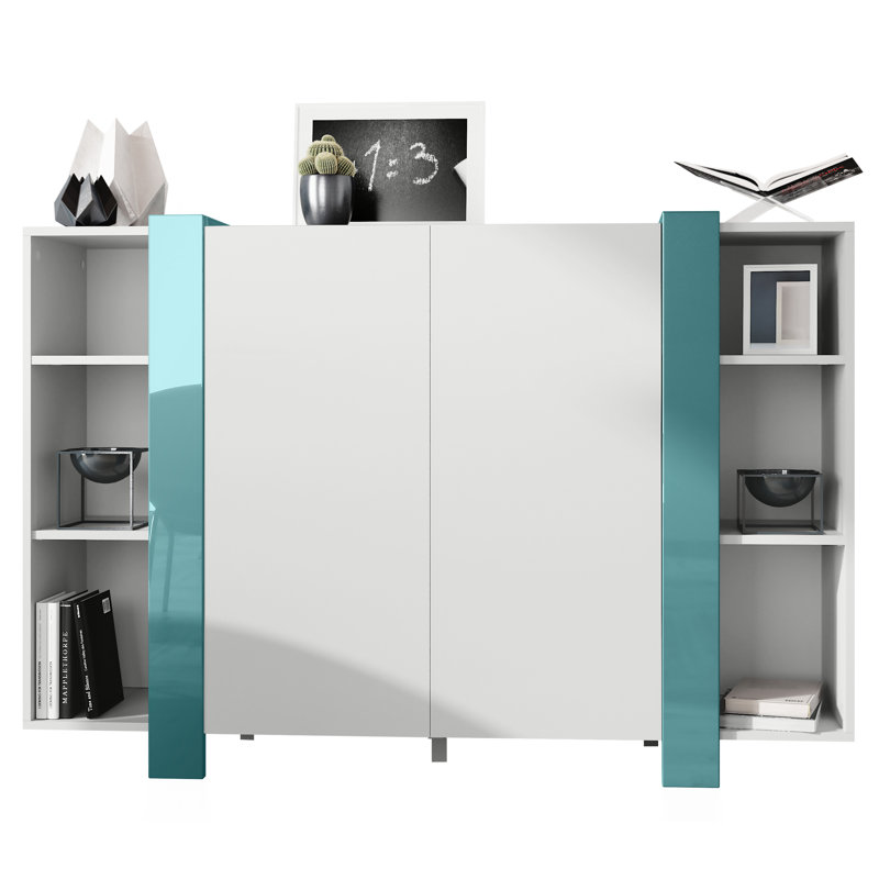 Lucea 149cm Sideboard, White Matt/Petrol High Gloss