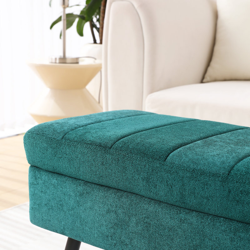 Vondale Upholstered Storage Bench, Emerald