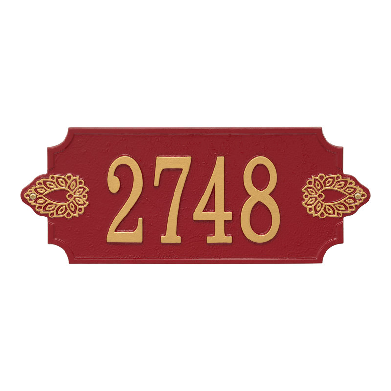 Sofia 1-Line Personalized Wall Address Plaque, Red/Gold, Yes