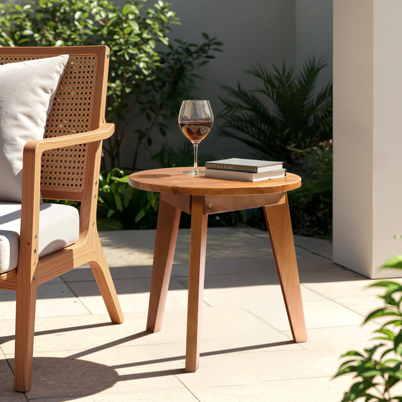 Table d'appoint ronde en bois de teck