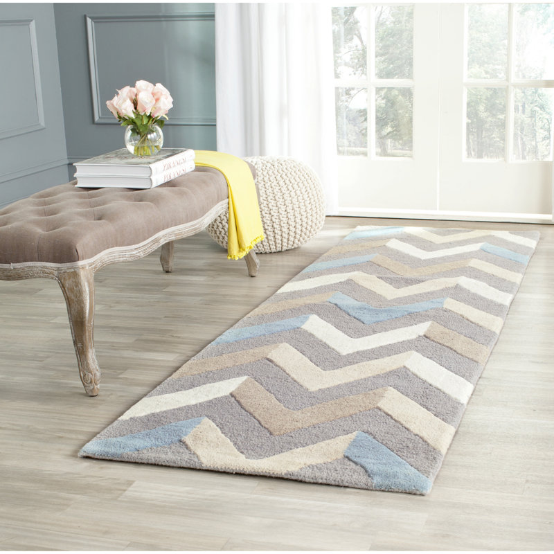 Luxurious Off-White and Grey Hand-Tufted Wool Square Rug, 2' x 3'