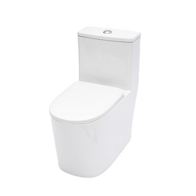 Toilette monobloc en céramique pour salle de bain, 12 po à chasse brute, 1,1 / 1,6 GPF, double chasse avec siège à fermeture en douceur, double chasse puissante CARTE 800G