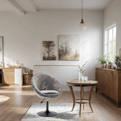 Fauteuil d'appoint pivotant en velours Pilcher