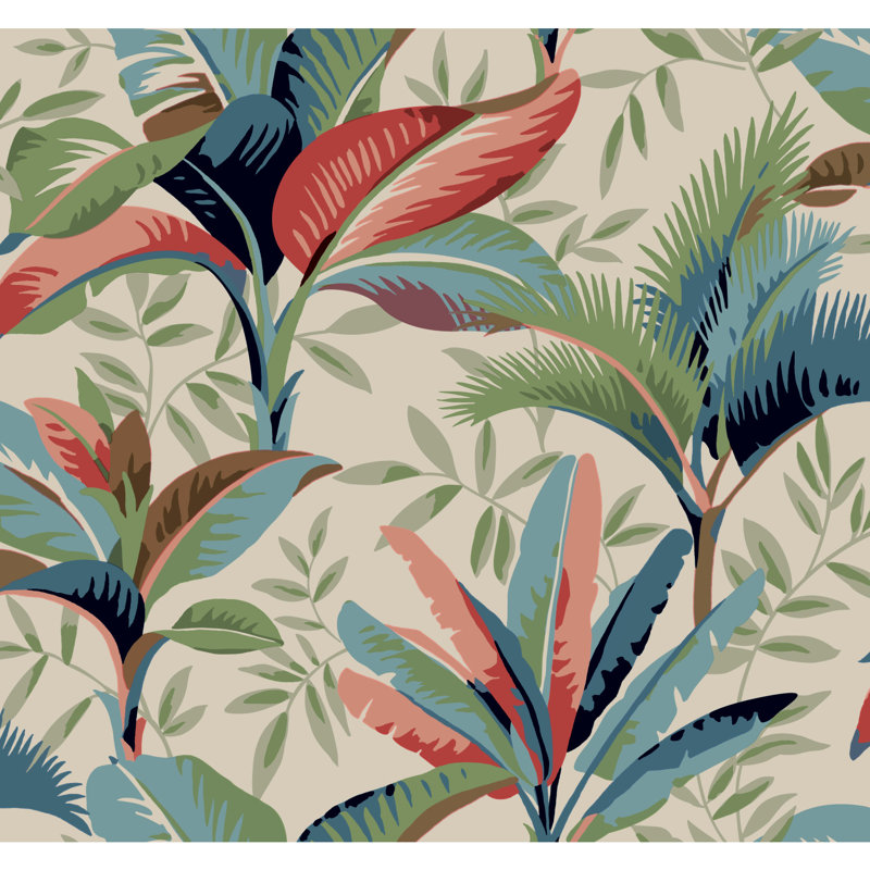 Papier peint floral Alard, Rouge / vert