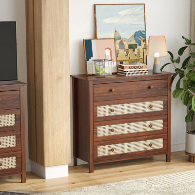 Buffet avec 4 tiroirs, console moderne en bois pour la cuisine, le salon et le couloir