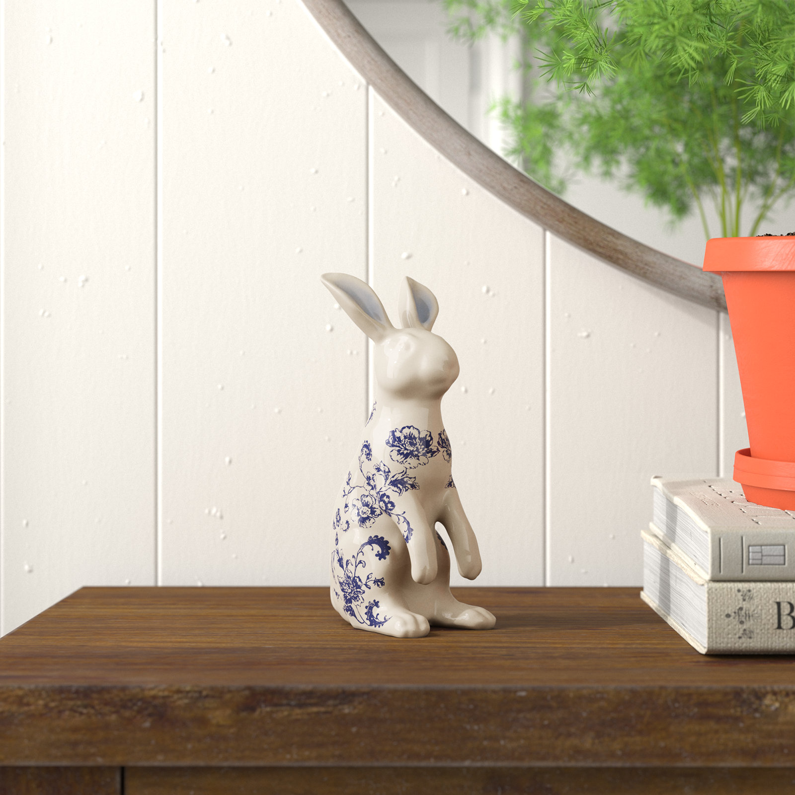Rabbit Statue Resin Bunny Figurine Modern Art Colorful Scupture Easter Bunny  Decor for Porch Office Decor Easter Gift Crafts Blue Lying 