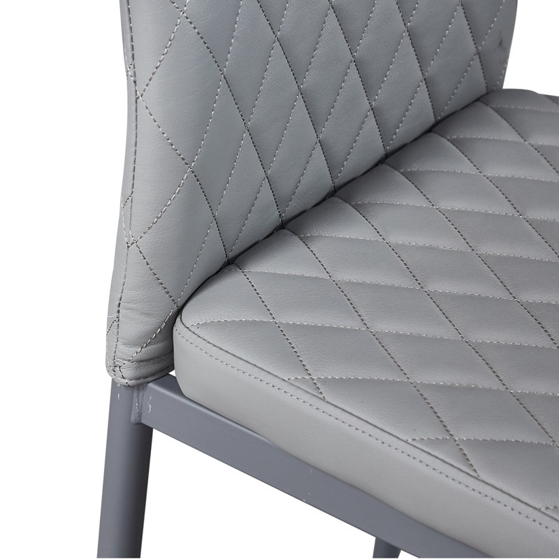 Chaise d'appoint en cuir, Gris clair, Noir