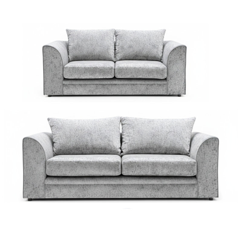 5 Seater Chenille Sofa, Silver